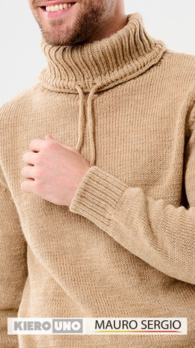 Polera Sweater Hombre Pullover Lana Con Cordón En Cuello Ms