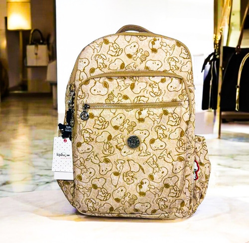 Mochila Kipling Edición Especial Snoopy Con Libreta De Obsequio Beige Liso