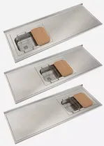 Comprar Mesada Cocina Johnson Acero Inoxidable 160x61 Cm Bacha Simple + Secaplatos + Tabla Madera