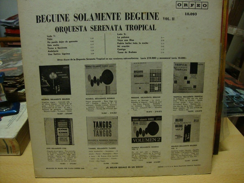 Vinilo Orquesta Serenata Tropical Beguine Vol 2 C4