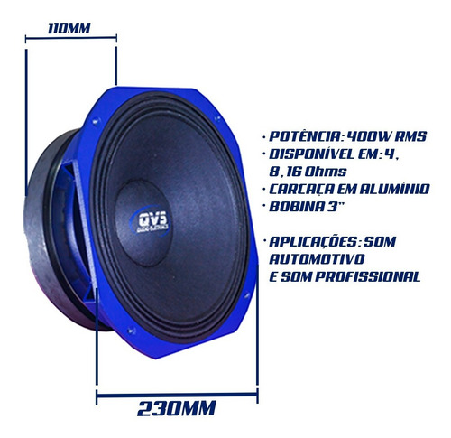 Imagem 4 de 6 de Woofer 10 Qvs Mgs 400 Rms Medio Grave Line Array Paredao