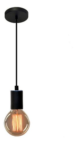 Pendente Retro Vintage Luminária Teto Lustre Soquete E27 Cor Preto