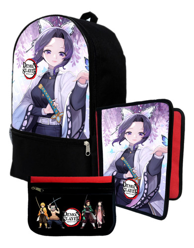 Mochila+ Funda Carpeta+ Cartu De Demon Slayer Shinobu #581