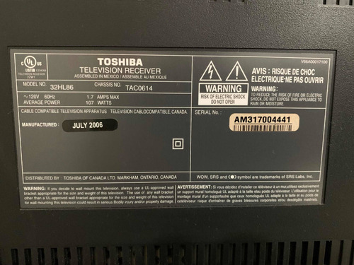Imagen 4 de 7 de Tv Plano Toshiba Modelo Regza 32pulgadas. Como Nuevo. 100