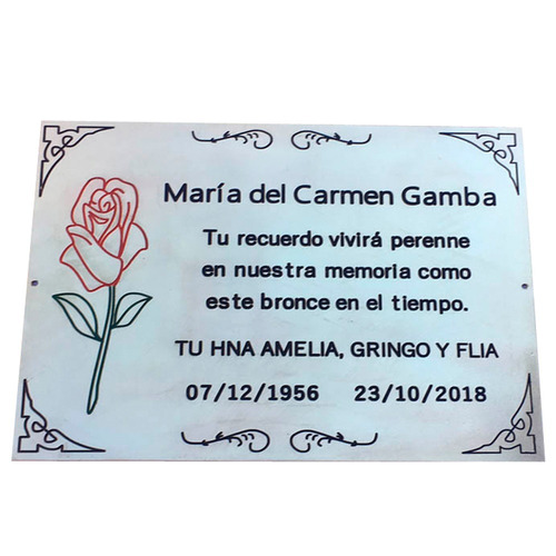 Placa Cromada Funeraria, Cementerio, Nicho, Lapida, 20x10cm
