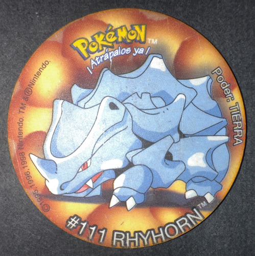 Taps Pokemon De Frito Lay - #111 Rhyhorn - 1998 Original