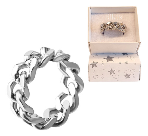 Anillo Cubano Acero Miami Hip Hop Rap Mujer Hombre Oro Plata