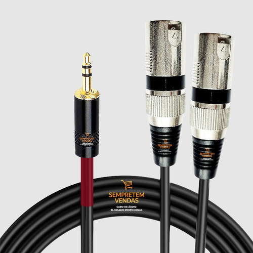 Cabo Áudio Blindado Y P2 Estéreo Xlr Macho Duplo 5 Metros