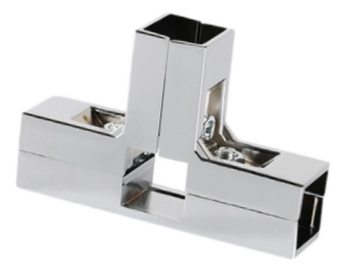 Conector Para Tubería Cuadrada De 25 Forma De T Plateada.