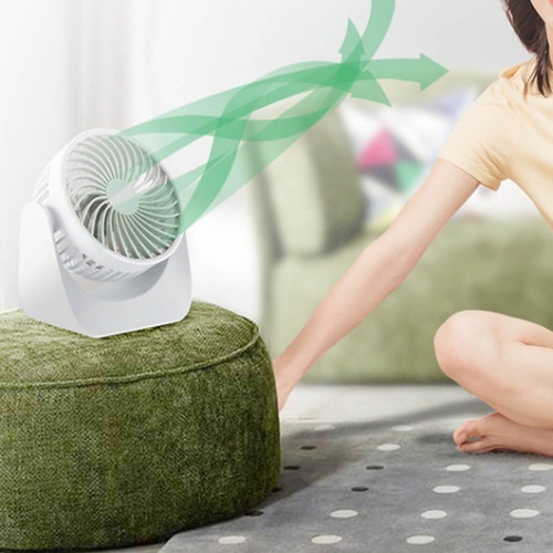 - Mini Ventilador De Piso Escritorio Recargable Aspas