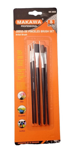 Juego De Pinceles Brush Set 5 Piezas Makawa Mk0839