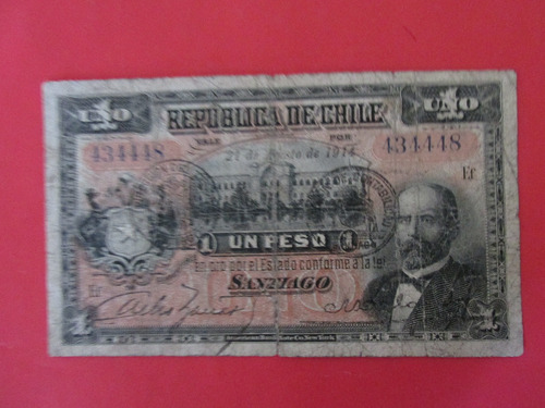 Billete Republica De Chile Firmado Zañartu-delgado 1914