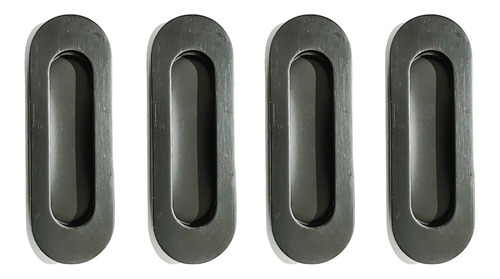 Cubeta Rectangular Oval Embutir Puerta Corrediza Negro X4