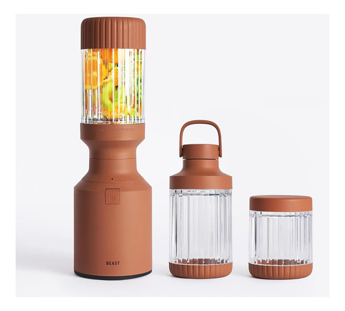 Beast Mini Blender Plus | Licuadora Personal, Primera Calidad | Batidos, Smoothies, Salsas, Sopas | Vasos Adicionales |Capacidad de 640mL | 600W (Terra)