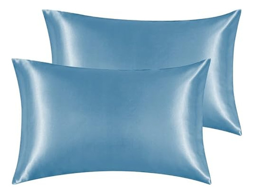 Fundas De Almohada De Satén Niños, Juego De 2, Azul C...