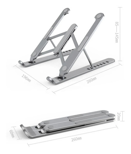 Imagen 5 de 10 de Soporte Aluminio Portatil P/notebook Tablet Jd Lp1018a Cuota