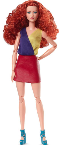 Barbie Looks Signature #13 Peliroja Traje Azul Amarillo Rojo