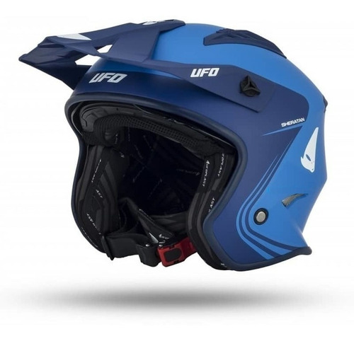 Casco Moto Abierto Trial Ufo Sheratan Celeste Solomototeam