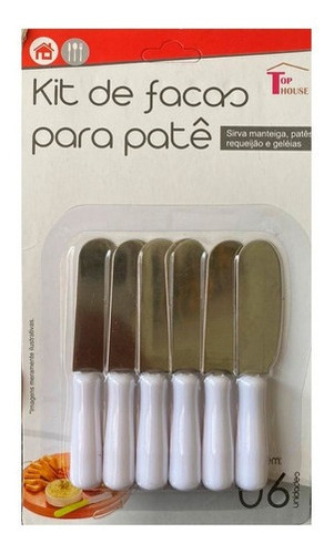 Mini Espatulas Para Patê Manteiga Em Inox Branco 6 Pçs