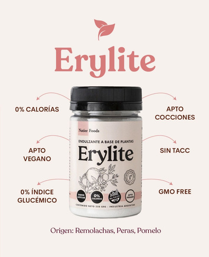 Erylite Natier Endulzante A Base De Plantas 250gr Artesanal