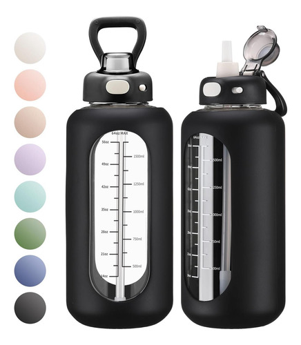 Sierozur Botella De Agua De Vidrio De Borosilicato De 64 Oz