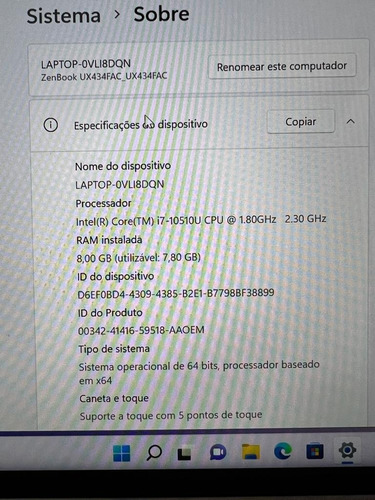 Asus Zenbook 14 - I7-10th, 256gb, 8gb, Ux 434 - $4.5 Cash
