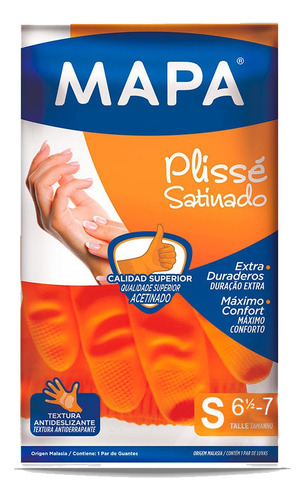 12 Pares De Guantes Mapa Plisse Naranja Talle: S - M - L -xl