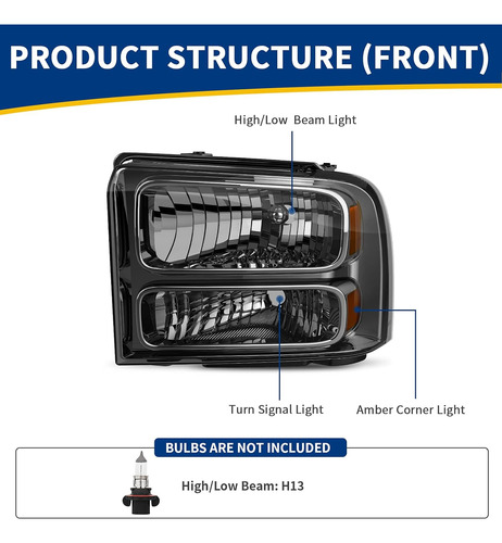 Conjunto De Faros Delanteros Compatible Con Ford F250 F350 F