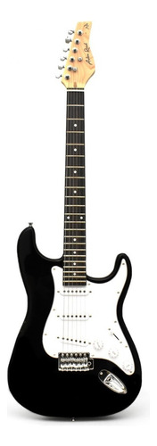 Guitarra eléctrica Aston Reed EGS111 stratocaster de madera maciza negra con diapasón de madera artificial