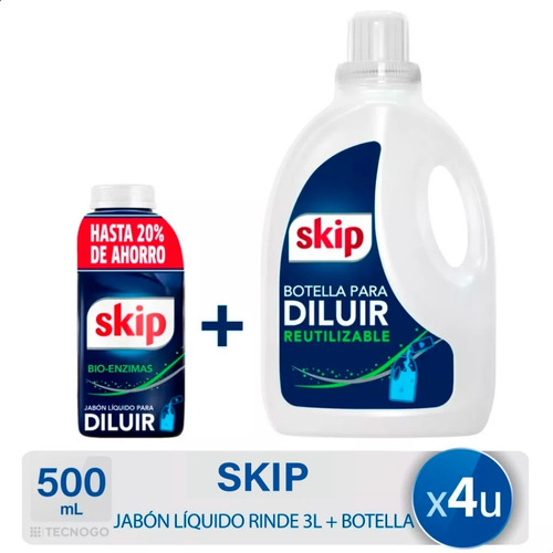 Jabon Liquido Skip Para Diluir Bioenzimas Ropa Bidon Pack X2