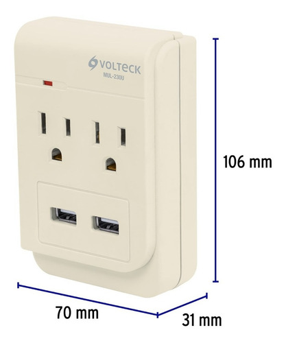 Adaptador Multicontactos Para 2 Usb Y Dos Entradas Normales
