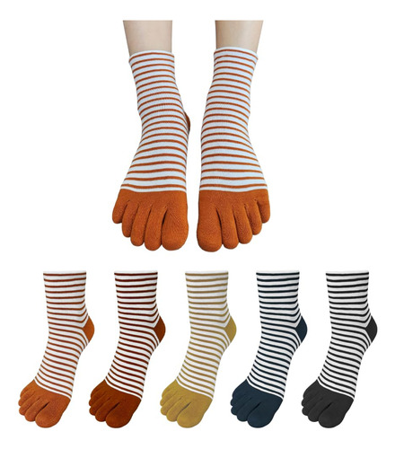 Calcetines De Algodón Cinco Dedos Mujer Tobillo Coloridos