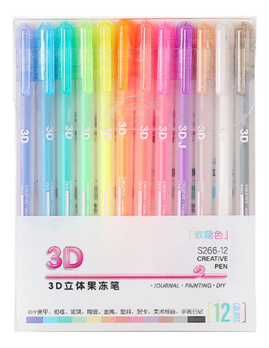 Set De 12 Tintas De Gel 3d Jelly Pen