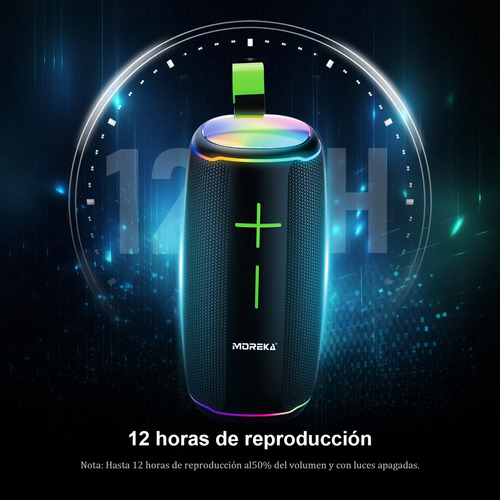 Altavoz Bluetooth Portátil Bt5.3 Altavoz Inalámbrico De 20w Diafragmas De Graves Con Múltiples Modos Dinámicos De Led Ipx6 Resistente Al Agua 12h De Reproducción Compatible Con Modo Fm Color Negro