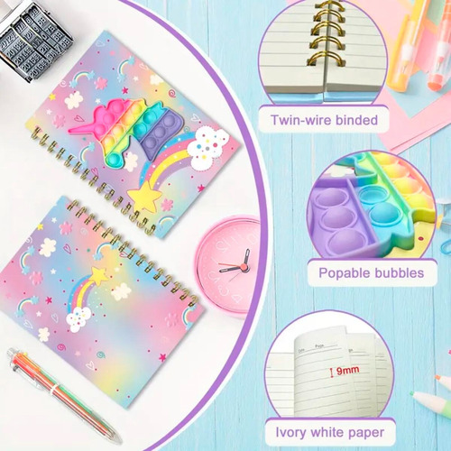 Cuaderno Pop It  Anillado Unicornio Pastel 80 Pàginas 