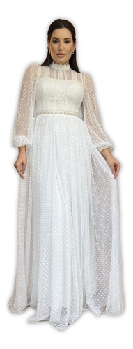 Vestido Longo Doce Maria Montreal Branco Para Casamento