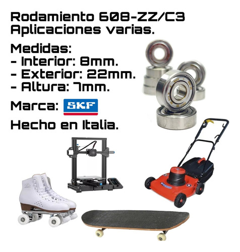 Rodamientos/rulemanes X16 Unid Skf Italy 608-zz/c3 Premium Gris Oscuro