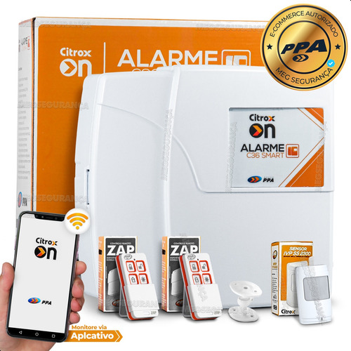 Kit Central Alarme C36 Ppa + 2 Control Sensor Infra Sem Fio