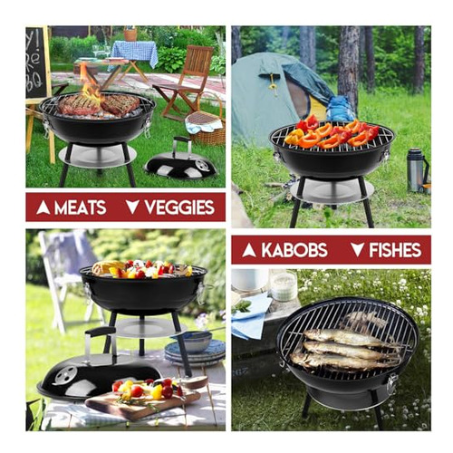 Parrilla De Carbón Hasteel De 14 Pulgadas, Pequeña, Esmaltad