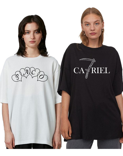 Pack X2 Remeras Catriel Y Paco Amoroso Logos Unisex Algodón