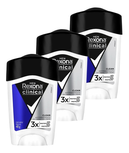 Kit C/3 Desodorante Stick Rexona Clinical Men 48g