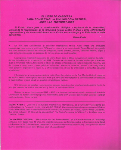 Sida, Macrobiótica E Inmunología Natural- M. Kushi, Cottrell