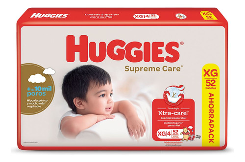 Pañales Huggies Supreme Care Xg Unisex X 52 Un