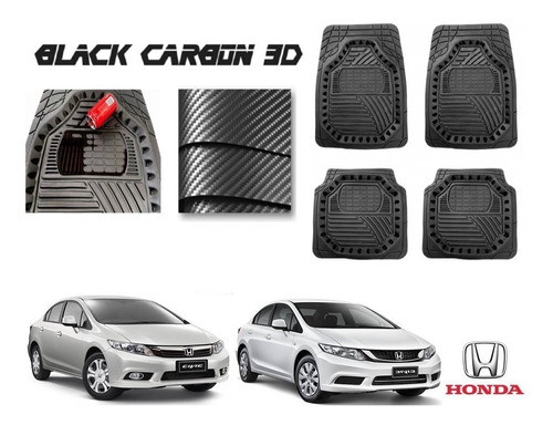 Tapetes Premium Black Carbon 3d Honda Civic 2012 A 2015