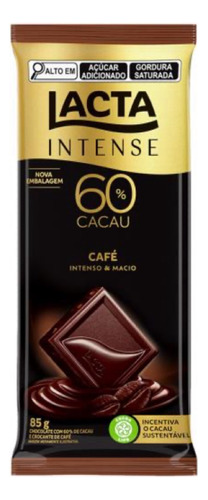 1 Unid Chocolate Lacta 60%cacau Café 85g 