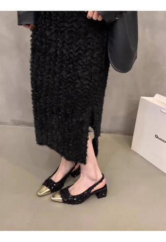 Zapatos De Tweed De Tacón Alto Para Mujer, Punta Puntiaguda,