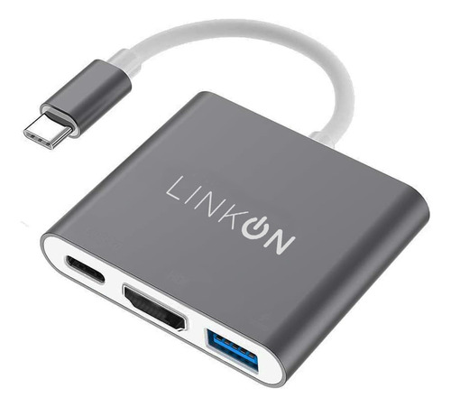 Hub Adaptador Usb Tipo C 3 En 1 Linkon Hdmi Para Mac Macbook