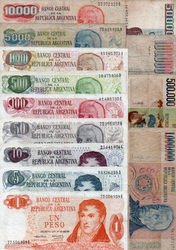 Argentina Lote Serie Completa Billetes Serie Pesos Ley Ofert