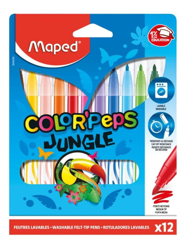 Canetinha Hidrográfica Color Peps Jungle Maped - 12 Cores