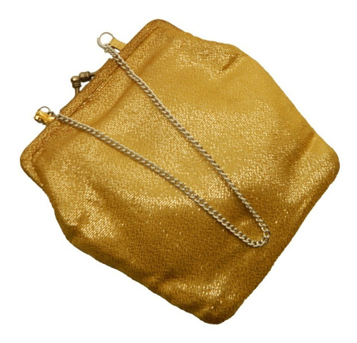 Cartera Vintage De Fiesta Lamé Dorado Con Boquilla Forrada